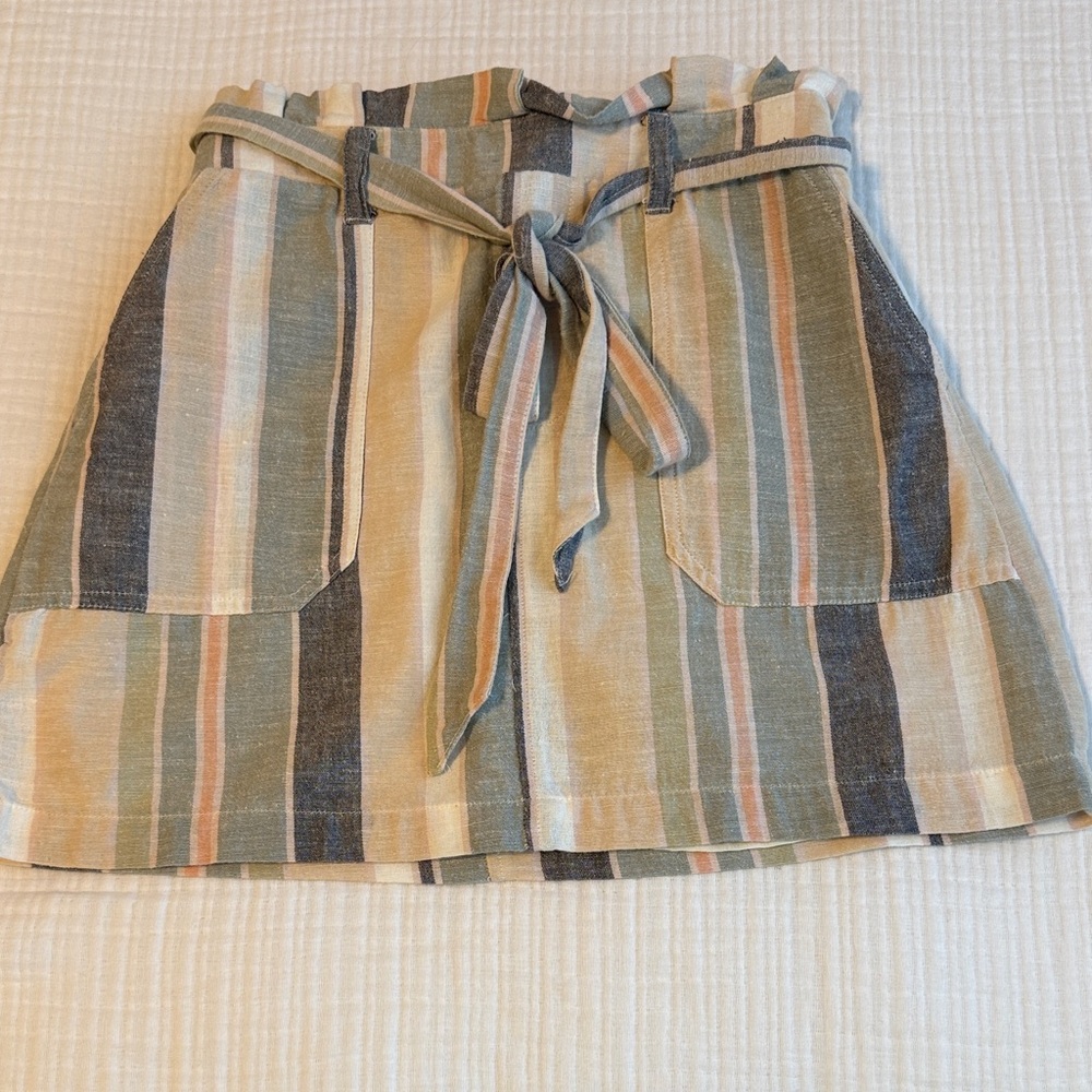 American Eagle Outfitters Striped Mini Skirt - Blue, Green, Tan